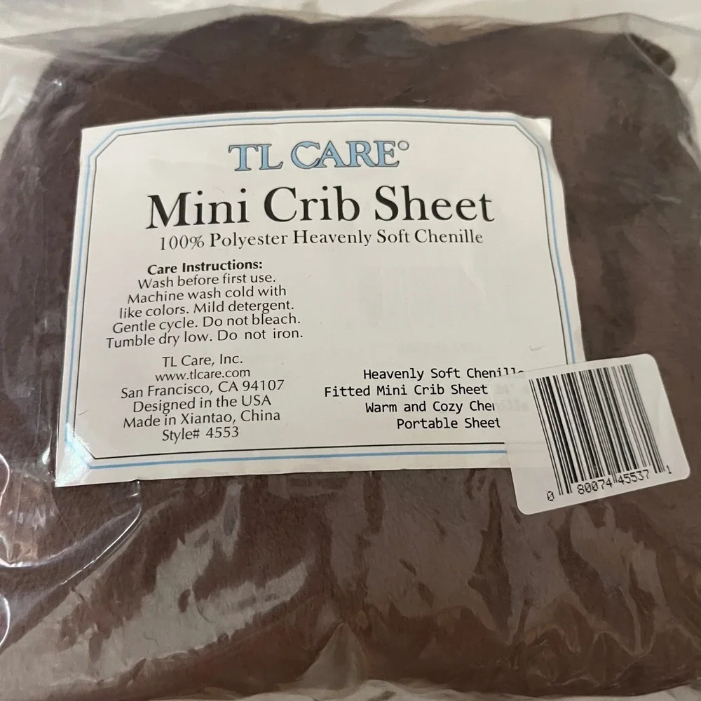 New Soft Chenille Fitted Mini Crib Sheet Brown